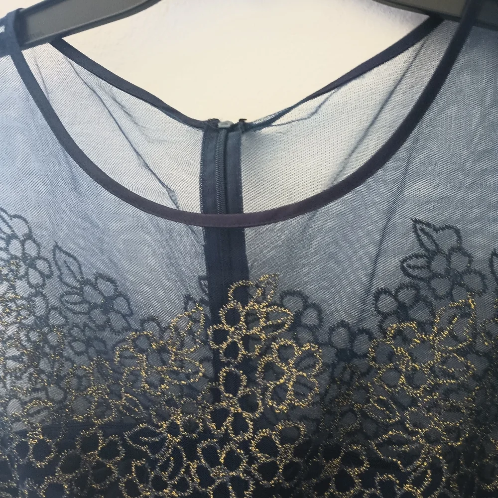 Tahari Arthur S. Levine Formal Dress Navy 12 - Picture 2 of 4